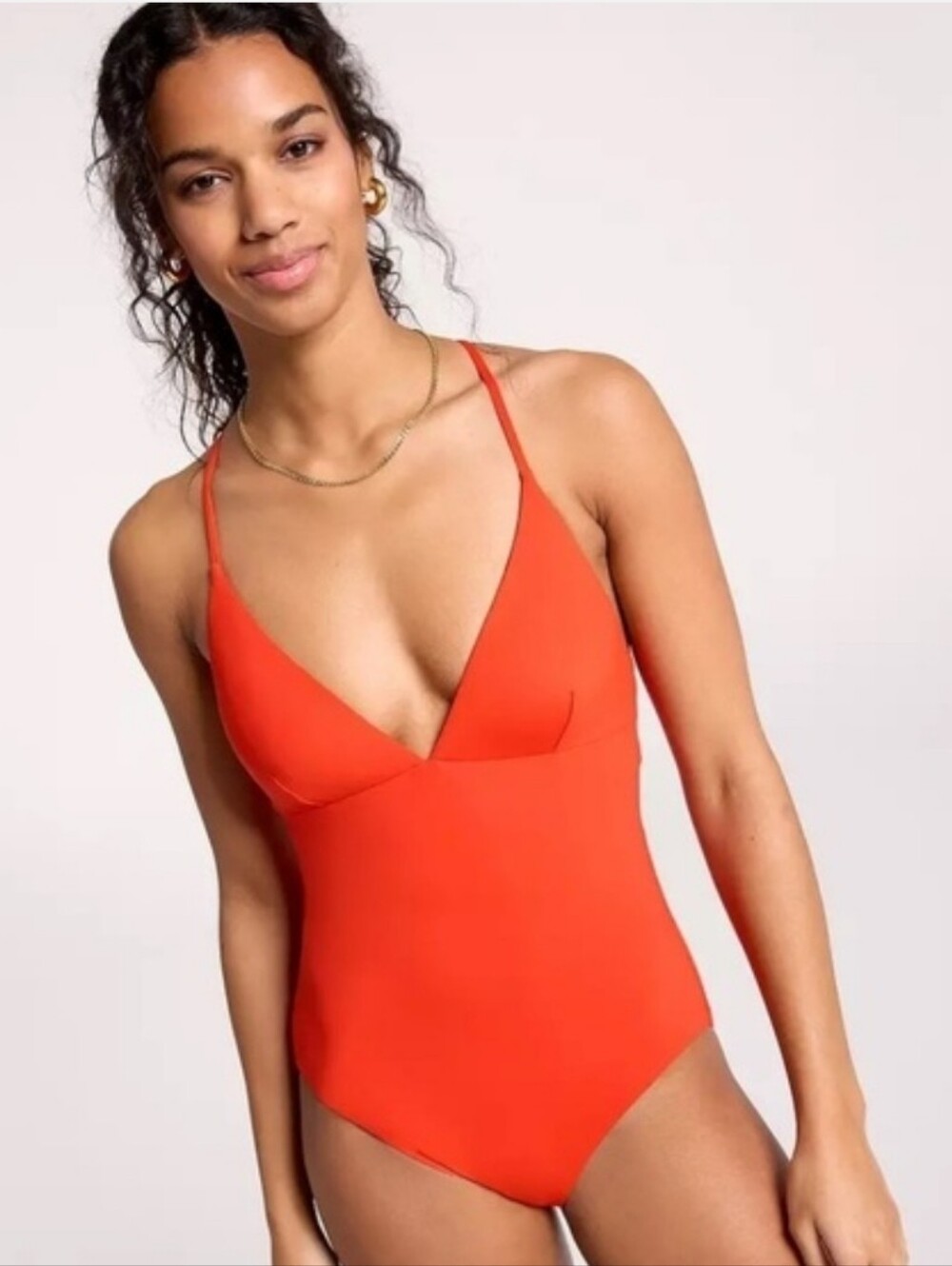 NWT CALIA Triangle Strappy Back One‎ Piece Swimsuit in Fresh Red 10